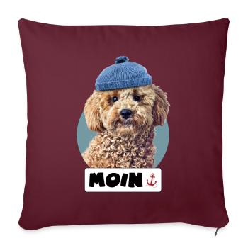 Hund Pudel Pepe Matrosenmütze Moin Nordsee Hamburg - Sofakissenbezug 45 x 45 cm - Burgunderrot - Vorne