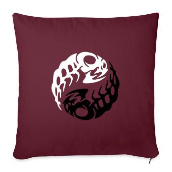 squelette de poisson yin yang2 - Housse de coussin décorative 45 x 45 cm - bordeaux - Devant