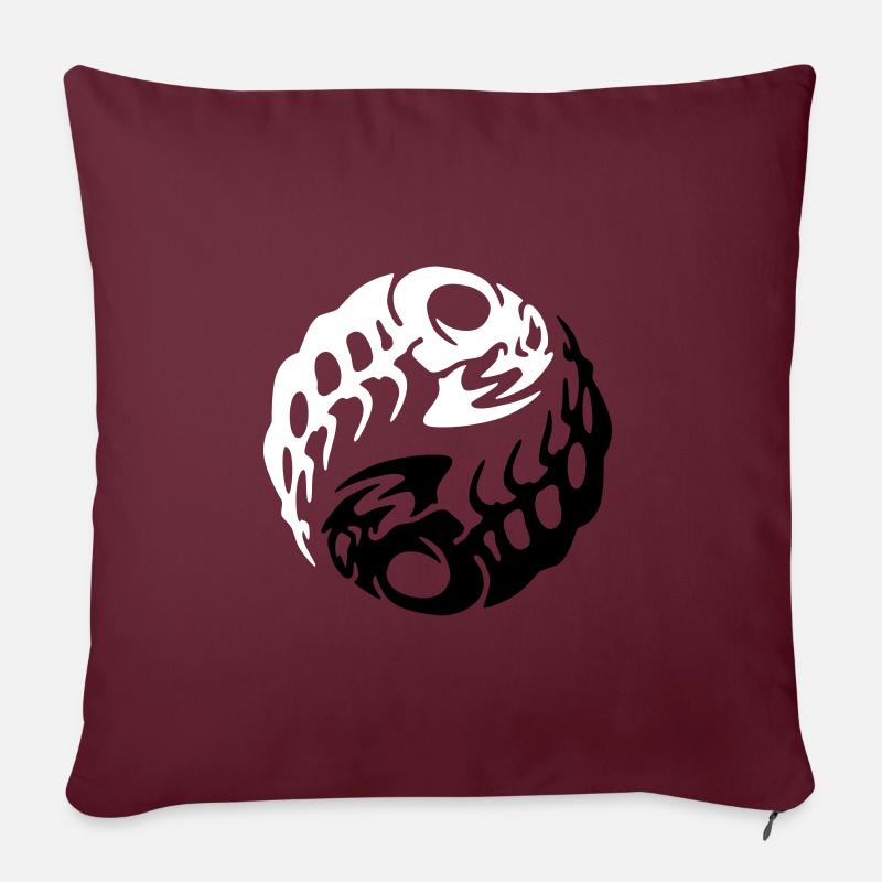 squelette de poisson yin yang2 - Housse de coussin décorative 45 x 45 cm - bordeaux