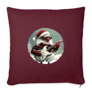 Guitare Rocker de Noël - Housse de coussin décorative 45 x 45 cm - bordeaux - Devant