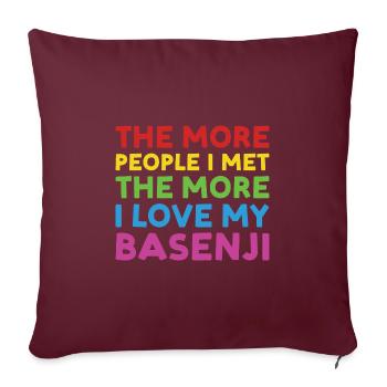 Chien Plus j’ai rencontré de gens, plus j’aime mon Basenji - Housse de coussin décorative 45 x 45 cm - bordeaux - Devant