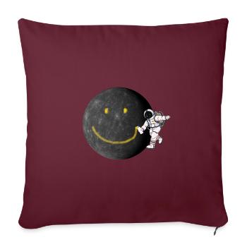 Astronaute riant lune, photos cool - Housse de coussin décorative 45 x 45 cm - bordeaux - Devant