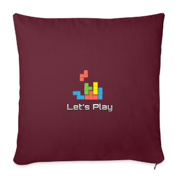 Gaming Schriftzug (let's Play) tetriss Retro - Sofakissenbezug 45 x 45 cm - Burgunderrot - Vorne