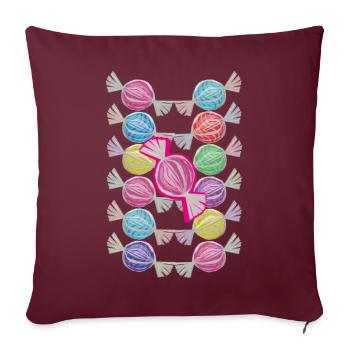 12 Bonbons mignons colorés - Housse de coussin décorative 45 x 45 cm - bordeaux - Devant