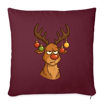 Ornement de renne de dessin animé festif - Housse de coussin décorative 45 x 45 cm - bordeaux - Devant