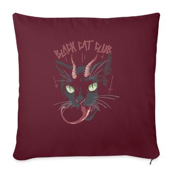 Black Cat Club - Schwarze Katze - Sofakissenbezug 45 x 45 cm - Burgunderrot - Vorne