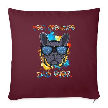 Meilleur papa Frenchie de tous les temps Français Bulldog Papa - Housse de coussin décorative 45 x 45 cm - bordeaux - Devant