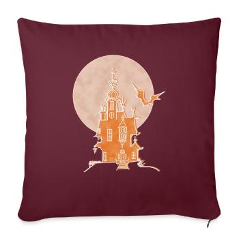 Castle, Boho Line Art Design, Series "Halloween" - Sofa pillowcase 17,3'' x 17,3'' (45 x 45 cm) - burgundy - Front