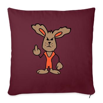 Hase Mittelfinger Zeigen Böse Frech Beleidigend - Sofakissenbezug 45 x 45 cm - Burgunderrot - Vorne