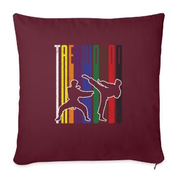 Coup de pied d'arts martiaux de Taekwondo TKD Tae Kwon Do Vintage - Housse de coussin décorative 45 x 45 cm - bordeaux - Devant