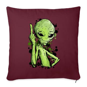 Extraterrestre avec illustration du doigt du milieu - Housse de coussin décorative 45 x 45 cm - bordeaux - Devant