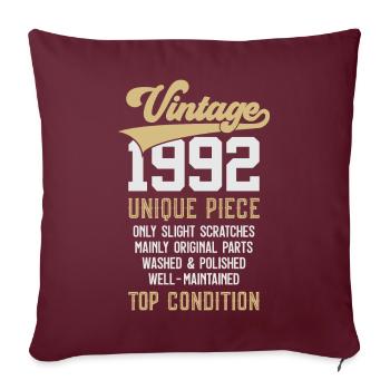 PIÈCE UNIQUE VINTAGE DE 1992 34E ANNIVERSAIRE - Housse de coussin décorative 45 x 45 cm - bordeaux - Devant