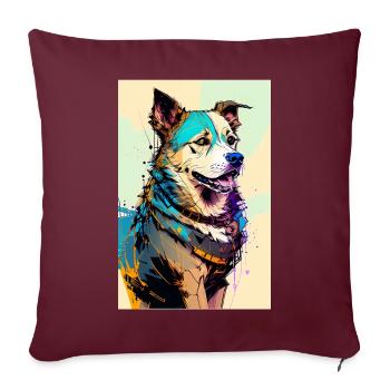 Inkpunk Dog 1 - Housse de coussin décorative 45 x 45 cm - bordeaux - Devant
