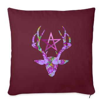 Tête de cerf avec pentagramme E 230 - Housse de coussin décorative 45 x 45 cm - bordeaux - Devant