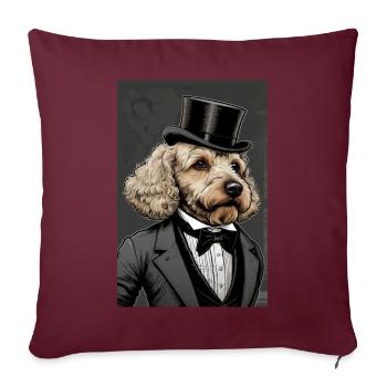 Caniche aristocrate noeud papillon costume - Housse de coussin décorative 45 x 45 cm - bordeaux - Devant