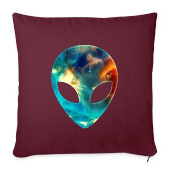 Alien, Tête, Emoji, Style Galaxy - Housse de coussin décorative 45 x 45 cm - bordeaux - Devant