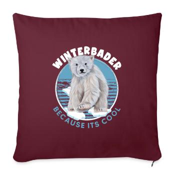 winterbader eisbader eisbär geht eisbaden - Sofakissenbezug 45 x 45 cm - Burgunderrot - Vorne