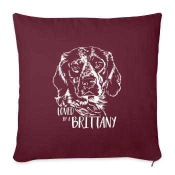 Aimé par un breton épagneul breton chiens Wilsigns - Housse de coussin décorative 45 x 45 cm - bordeaux - Devant