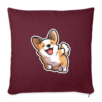 Corgi Cartoon - Sofakissenbezug 45 x 45 cm - Burgunderrot - Vorne
