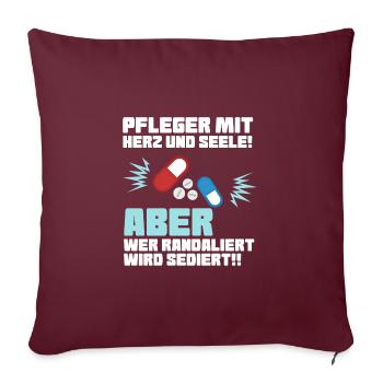 Pfleger mit Herz - Altenpfleger Krankenpfleger - Sofakissenbezug 45 x 45 cm - Burgunderrot - Vorne