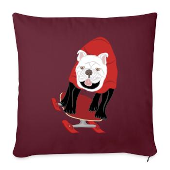 Snow skateboard dog, pug, bulldog, sports - Sofa pillowcase 17,3'' x 17,3'' (45 x 45 cm) - burgundy - Front