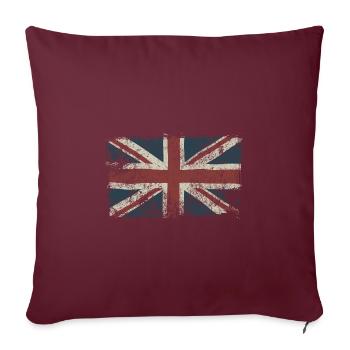 Angleterre - Drapeau anglais - Patrie - Cadeau - Housse de coussin décorative 45 x 45 cm - bordeaux - Devant