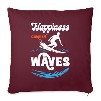 Happiness Comes In Waves Surfing - Sofakissenbezug 45 x 45 cm - Burgunderrot - Vorne