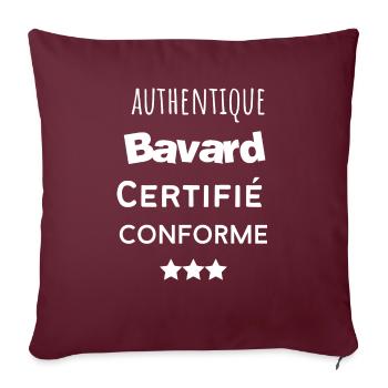 Authentique bavard certifié conforme humour - Housse de coussin décorative 45 x 45 cm - bordeaux - Devant
