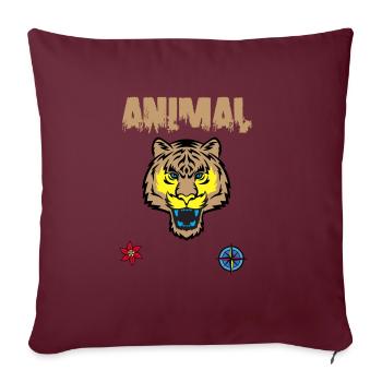 Dessin de visage de tigre - Housse de coussin décorative 45 x 45 cm - bordeaux - Devant
