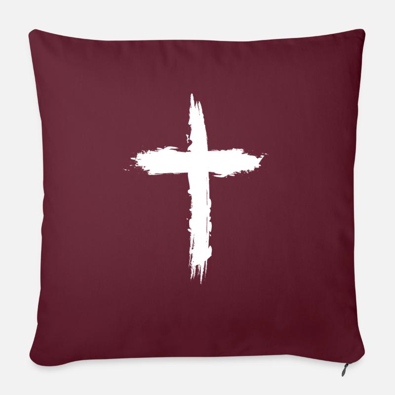 Croix Blanche - Housse de coussin décorative 45 x 45 cm - bordeaux
