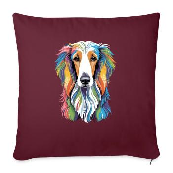 Lévrier afghan - Housse de coussin décorative 45 x 45 cm - bordeaux - Devant