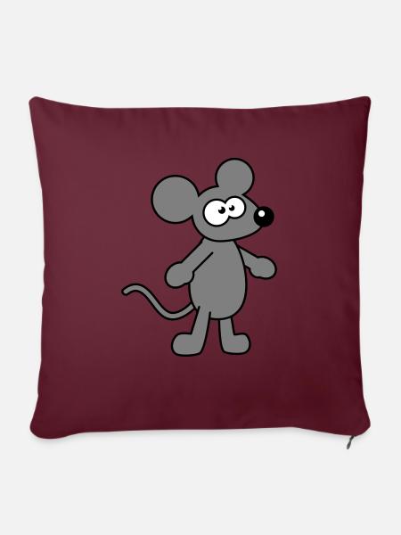 Maus Mäuschen Süße Kleine Ratte Nager Lustig Comic - Sofakissenbezug 45 x 45 cm - Burgunderrot