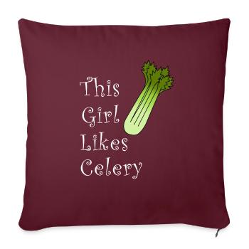 Une fille aime les aliments sains au céleri et au - Housse de coussin décorative 45 x 45 cm - bordeaux - Devant