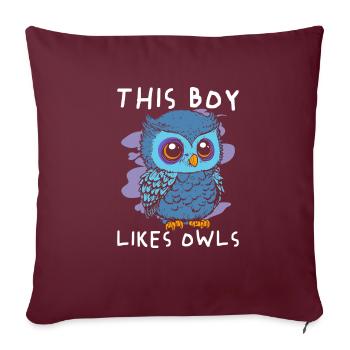 Un garçon aime la vie sauvage, les oiseaux, la - Housse de coussin décorative 45 x 45 cm - bordeaux - Devant