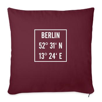Berlin weiß mit Längen- und Breitengrade - Sofakissenbezug 45 x 45 cm - Burgunderrot - Vorne