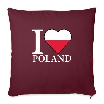 I <3 Pologne J'aime la Pologne - Housse de coussin décorative 45 x 45 cm - bordeaux - Devant
