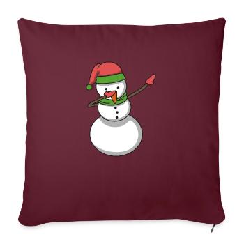 Bonhomme de neige tamponnant hip-hop cadeau de Noël - Housse de coussin décorative 45 x 45 cm - bordeaux - Devant