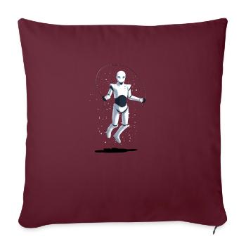 Roboter der Seilspringt - Sofakissenbezug 45 x 45 cm - Burgunderrot - Vorne