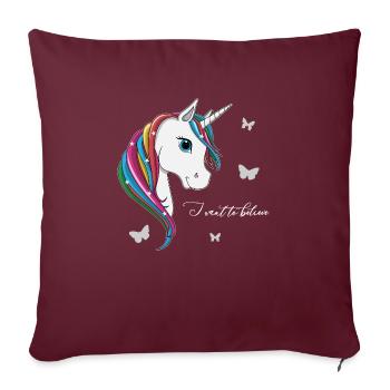 lorey.w "Licorne - Je veux croire" - Housse de coussin décorative 45 x 45 cm - bordeaux - Devant