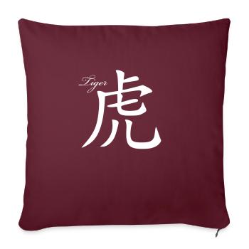 Tigre - signe du zodiaque - écriture chinoise - Housse de coussin décorative 45 x 45 cm - bordeaux - Devant