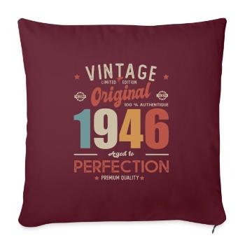 vintage original 1946 né en anniversaire 76 ans - Housse de coussin décorative 45 x 45 cm - bordeaux - Devant