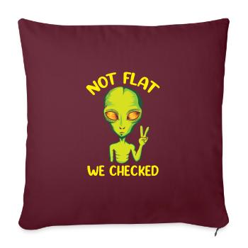 Pas plat Nous avons vérifié drôle Anti Terre plate - Housse de coussin décorative 45 x 45 cm - bordeaux - Devant