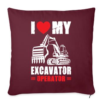 J’adore les opérateurs de pelles hydrauliques - Housse de coussin décorative 45 x 45 cm - bordeaux - Devant