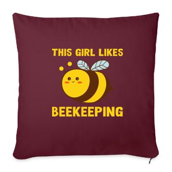 Fille aime l'apiculture miel et abeille - Housse de coussin décorative 45 x 45 cm - bordeaux - Devant