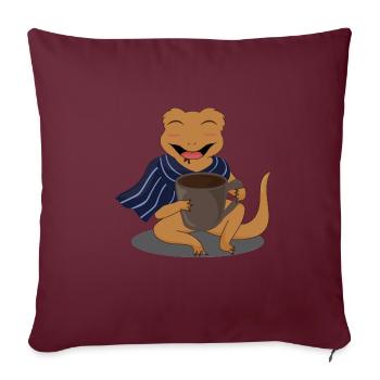 Crested Geckos Coffee Tred Monday Lazy Gecko - Housse de coussin décorative 45 x 45 cm - bordeaux - Devant