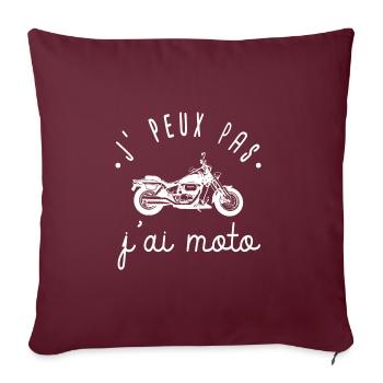 J'peux pas j'ai moto humour moto homme femme - Housse de coussin décorative 45 x 45 cm - bordeaux - Devant
