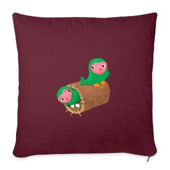 Nidification oiseaux de visage de pêche dans un journal - Housse de coussin décorative 45 x 45 cm - bordeaux - Devant