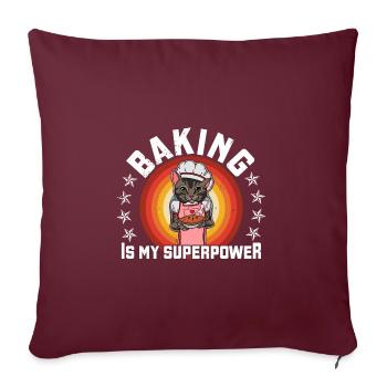 Bäcker Katze Kuchen Essen Backen Hobby Spruch - Sofakissenbezug 45 x 45 cm - Burgunderrot - Vorne