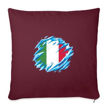 Drapeau italien vintage drapeau italien look usé - Housse de coussin décorative 45 x 45 cm - bordeaux - Devant