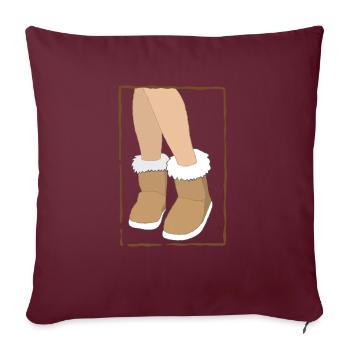 Schaffellstiefel mit Beinen - Sofakissenbezug 45 x 45 cm - Burgunderrot - Vorne